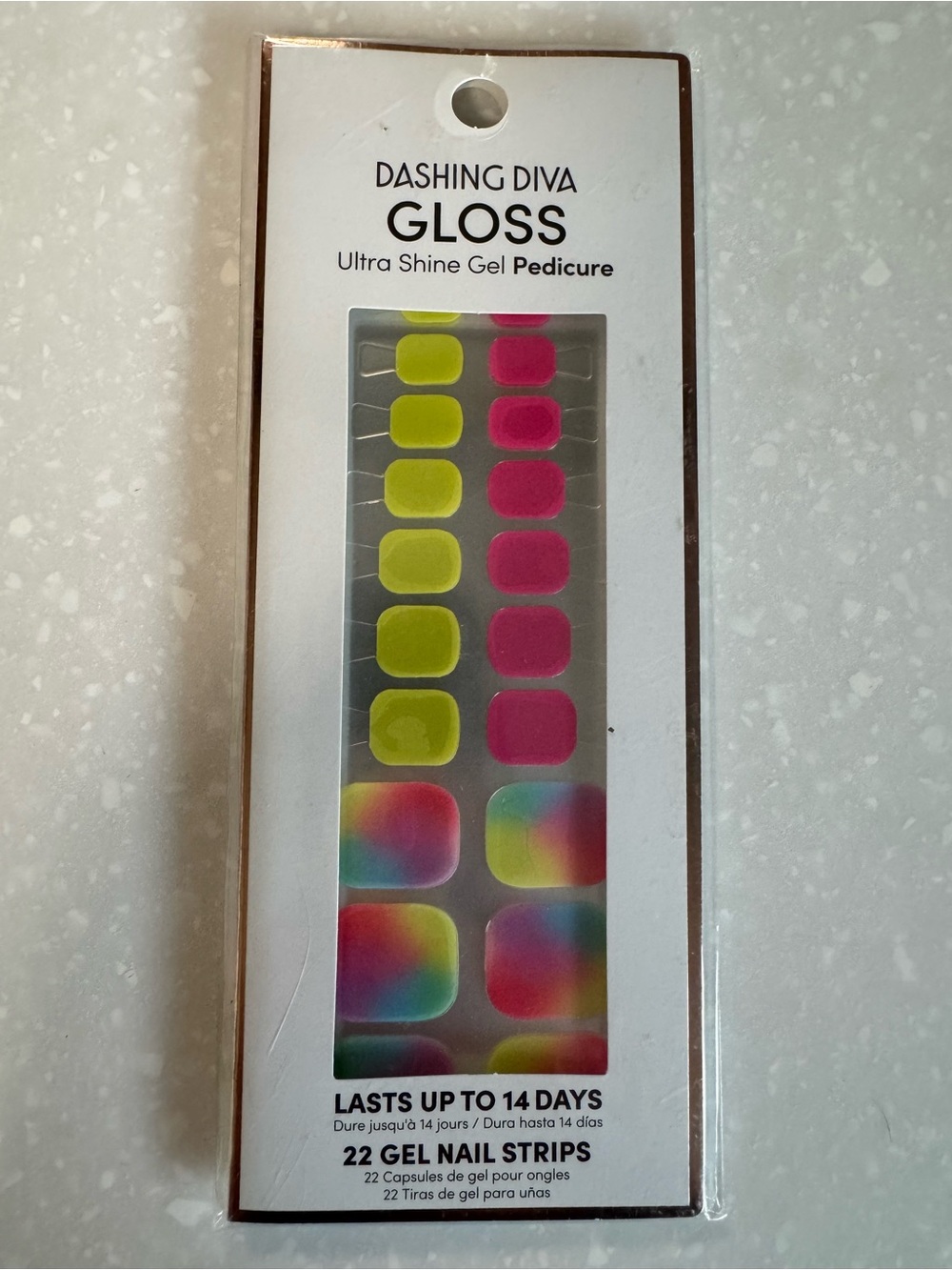 Gloss Ultra Shine Gel Pedicure Nail Strips - Neon Yellow & Pink